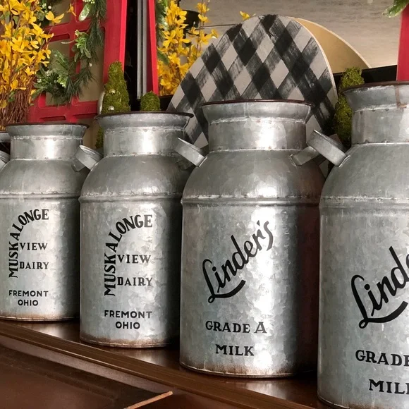 Rare Vintage Style Galvanized Milk Can With American Flag 8.75” X 13.5” - Picture 10 of 14